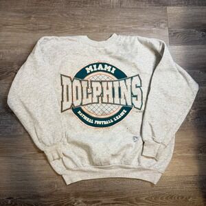 Vintage 1996 Miami Dolphins Hanes Sweatshirt Grey Large NFL Made in USA 90s